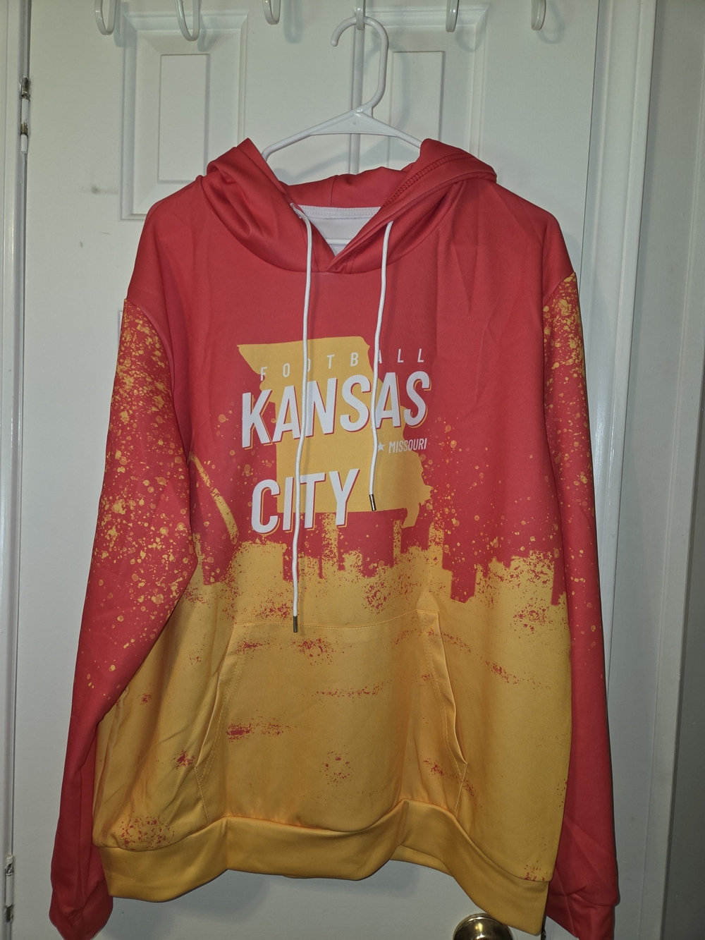 SHEIN Red and Yellow Kansas City Graphic Hoodie